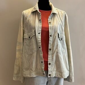 The GREAT. Denim Jacket, size 3, railroad stripe, distressed​​​